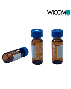 WICOM 9mm Schraubvial (Kurzgewindeflasche), Braunglas, 2ml, mit aufgeschraubten ...